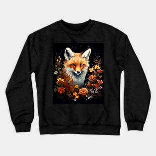 Cute Cottagecore Floral Fox Aesthetic Crewneck Sweatshirt